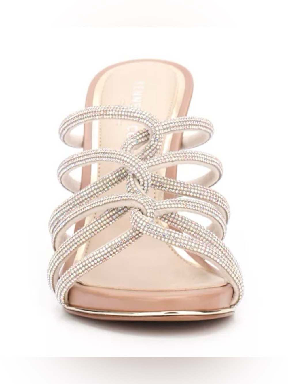 Kenneth Cole Brooke Twist Silver Crystal Stiletto Mules | Sz. 8.5 (NWB) - Picture 4 of 9